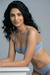 Zivame Bare Melange Padded Wired 3/4th Coverage Tshirt Bra - Blue Melange — thumbnail 3